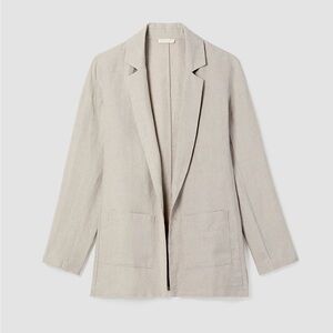 Eileen Fisher Tan Organic Long Linen Blazer Breathable Flowy Medium